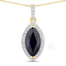 2.27 Carat Genuine Blue Sapphire and White Diamond 10K Yellow Gold Pendant-1