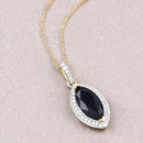 2.27 Carat Genuine Blue Sapphire and White Diamond 10K Yellow Gold Pendant-4