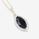2.27 Carat Genuine Blue Sapphire and White Diamond 10K Yellow Gold Pendant-7