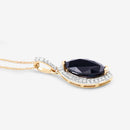 2.27 Carat Genuine Blue Sapphire and White Diamond 10K Yellow Gold Pendant-8