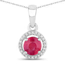 0.62 Carat Genuine Ruby and White Diamond 14K White Gold Pendant-1