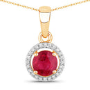0.62 Carat Genuine Ruby and White Diamond 14K Yellow Gold Pendant-1