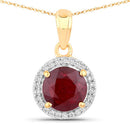 1.49 Carat Genuine Ruby and White Diamond 14K Yellow Gold Pendant-1