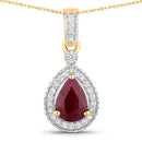 1.01 Carat Genuine Ruby and White Diamond 14K Yellow Gold Pendant-1