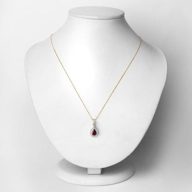 1.01 Carat Genuine Ruby and White Diamond 14K Yellow Gold Pendant - 0