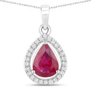 1.61 Carat Genuine Ruby and White Diamond 14K White Gold Pendant-1