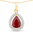 1.61 Carat Genuine Ruby and White Diamond 14K Yellow Gold Pendant-1