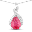 1.98 Carat Genuine Ruby and White Diamond 14K White Gold Pendant-1