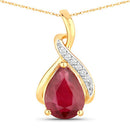 1.98 Carat Genuine Ruby and White Diamond 14K Yellow Gold Pendant-1