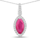 1.60 Carat Genuine Ruby and White Diamond 14K White Gold Pendant-1