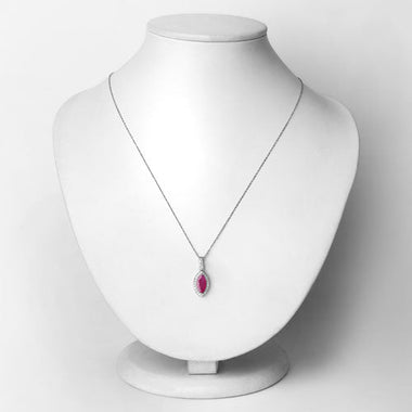 1.60 Carat Genuine Ruby and White Diamond 14K White Gold Pendant - 0