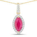 1.60 Carat Genuine Ruby and White Diamond 14K Yellow Gold Pendant-1