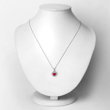 1.48 Carat Genuine Ruby and White Diamond 14K White Gold Pendant - 0