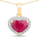 2.08 Carat Genuine Ruby and White Diamond 14K Yellow Gold Pendant-1