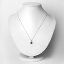 0.72 Carat Genuine Blue Sapphire and White Diamond 14K White Gold Pendant-2