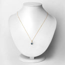 0.72 Carat Genuine Blue Sapphire and White Diamond 14K Yellow Gold Pendant-2