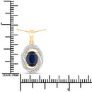 1.71 Carat Genuine Blue Sapphire and White Diamond 14K Yellow Gold Pendant-3