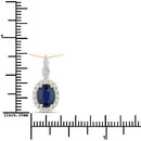 1.79 Carat Genuine Blue Sapphire and White Diamond 14K Yellow Gold Pendant-3