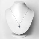 1.72 Carat Genuine Blue Sapphire and White Diamond 14K White Gold Pendant-2
