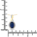 1.72 Carat Genuine Blue Sapphire and White Diamond 14K Yellow Gold Pendant-3