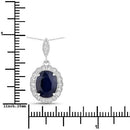 3.38 Carat Genuine Blue Sapphire and White Diamond 14K White Gold Pendant-3