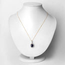 3.38 Carat Genuine Blue Sapphire and White Diamond 14K Yellow Gold Pendant-2
