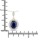 3.38 Carat Genuine Blue Sapphire and White Diamond 14K Yellow Gold Pendant-3