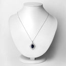 6.44 Carat Genuine Blue Sapphire and White Diamond 14K White Gold Pendant-2