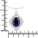 6.44 Carat Genuine Blue Sapphire and White Diamond 14K White Gold Pendant-3