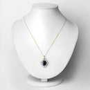6.44 Carat Genuine Blue Sapphire and White Diamond 14K Yellow Gold Pendant-2
