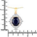 6.44 Carat Genuine Blue Sapphire and White Diamond 14K Yellow Gold Pendant-3