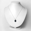 6.58 Carat Genuine Blue Sapphire and White Diamond 14K White Gold Pendant-2