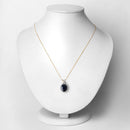 6.58 Carat Genuine Blue Sapphire and White Diamond 14K Yellow Gold Pendant-2