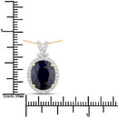 6.58 Carat Genuine Blue Sapphire and White Diamond 14K Yellow Gold Pendant-3