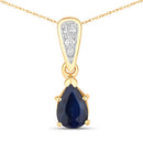 0.85 Carat Genuine Blue Sapphire and White Diamond 14K Yellow Gold Pendant-1