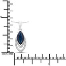 1.42 Carat Genuine Blue Sapphire and White Diamond 14K White Gold Pendant-3