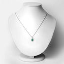 0.89 Carat Genuine Zambian Emerald and Lab Grown Diamond .925 Sterling Silver Pendant-2