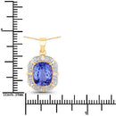3.07 Carat Genuine Tanzanite and White Diamond 14K Yellow Gold Pendant-3
