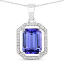 2.58 Carat Genuine Tanzanite and White Diamond 14K White Gold Pendant-1