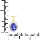 2.44 Carat Genuine Tanzanite and White Diamond 14K Yellow Gold Pendant-3