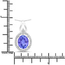3.05 Carat Genuine Tanzanite and White Diamond 14K White Gold Pendant-3