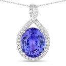 4.64 Carat Genuine Tanzanite and White Diamond 14K White Gold Pendant-1