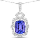 2.46 Carat Genuine Tanzanite and White Diamond 14K White Gold Pendant-1