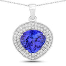 4.17 Carat Genuine Tanzanite and White Diamond 14K White Gold Pendant-1