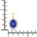 4.68 Carat Genuine Tanzanite and White Diamond 14K Yellow Gold Pendant-3