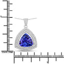 3.93 Carat Genuine Tanzanite and White Diamond 14K White Gold Pendant-3