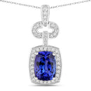 2.62 Carat Genuine Tanzanite and White Diamond 14K White Gold Pendant-1