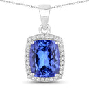 2.70 Carat Genuine Tanzanite and White Diamond 14K White Gold Pendant-1