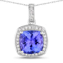 2.97 Carat Genuine Tanzanite and White Diamond 14K White Gold Pendant-1