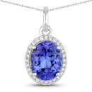 2.36 Carat Genuine Tanzanite and White Diamond 14K White Gold Pendant-1